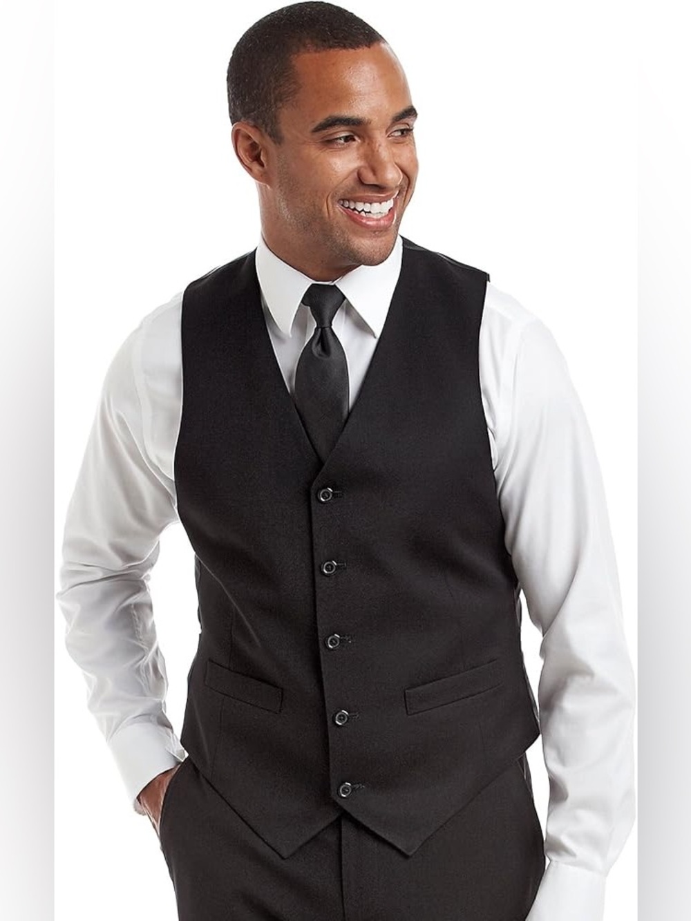 NWT Dockers Men's Black Suit Vest Large Business Casual Formal Minimalist Work